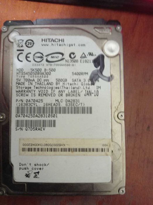 HDD 500GB 2,5" HITACHI hts545050b9a300