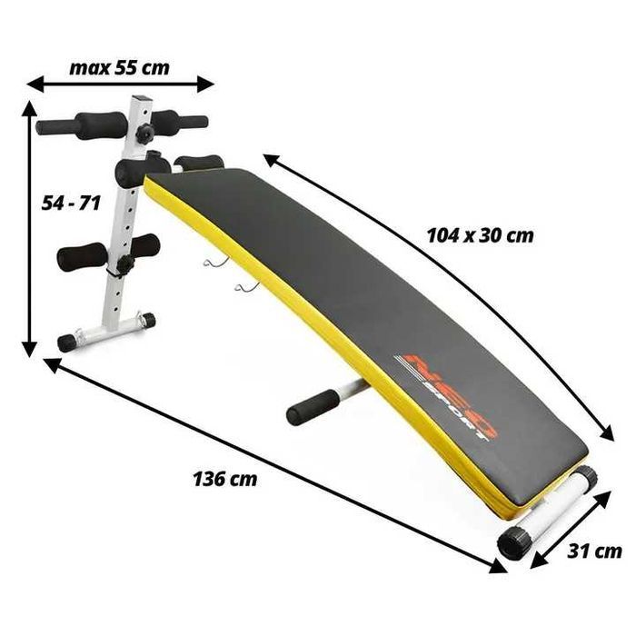 Ławka do ćwiczeń skośna Neo-Sport + ekspander + hantle