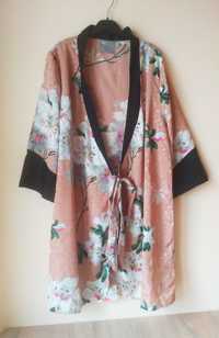 Kolorowe satynowe kimono/narzutka w kwiaty , ASOS, rozmiar XXXL