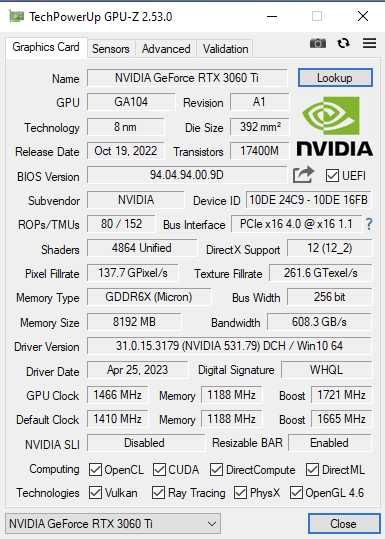 RTX 3060 Ti GDDR6X 256 bit (wydajność 4060 Ti, 5060 Ti) dobra do AI