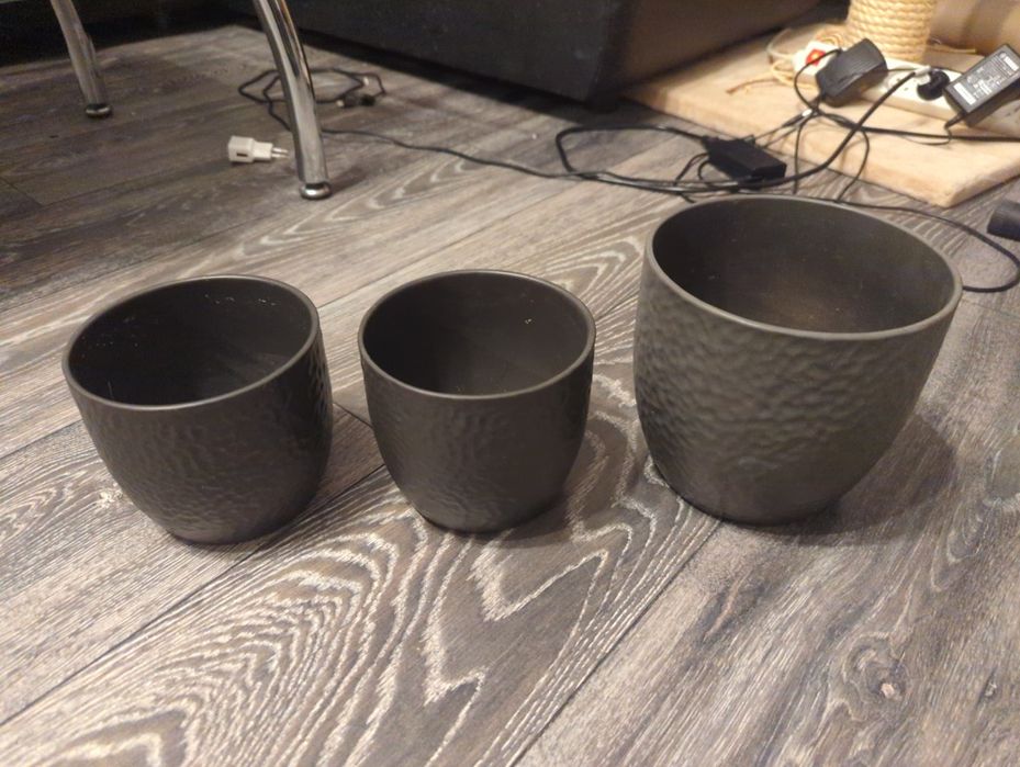 3 doniczki osłonki ceramiczne
