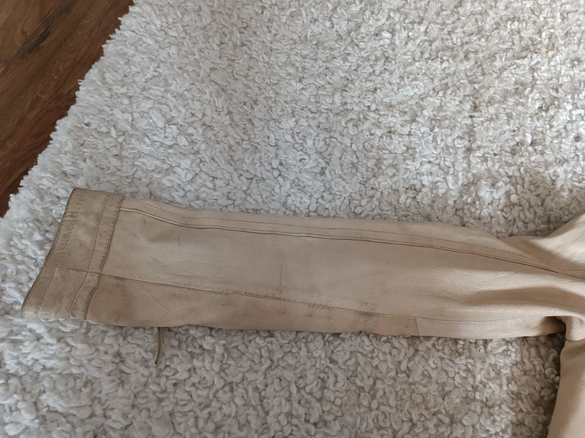 Ramoneska Stradivarius  skóra naturalna kremowa L