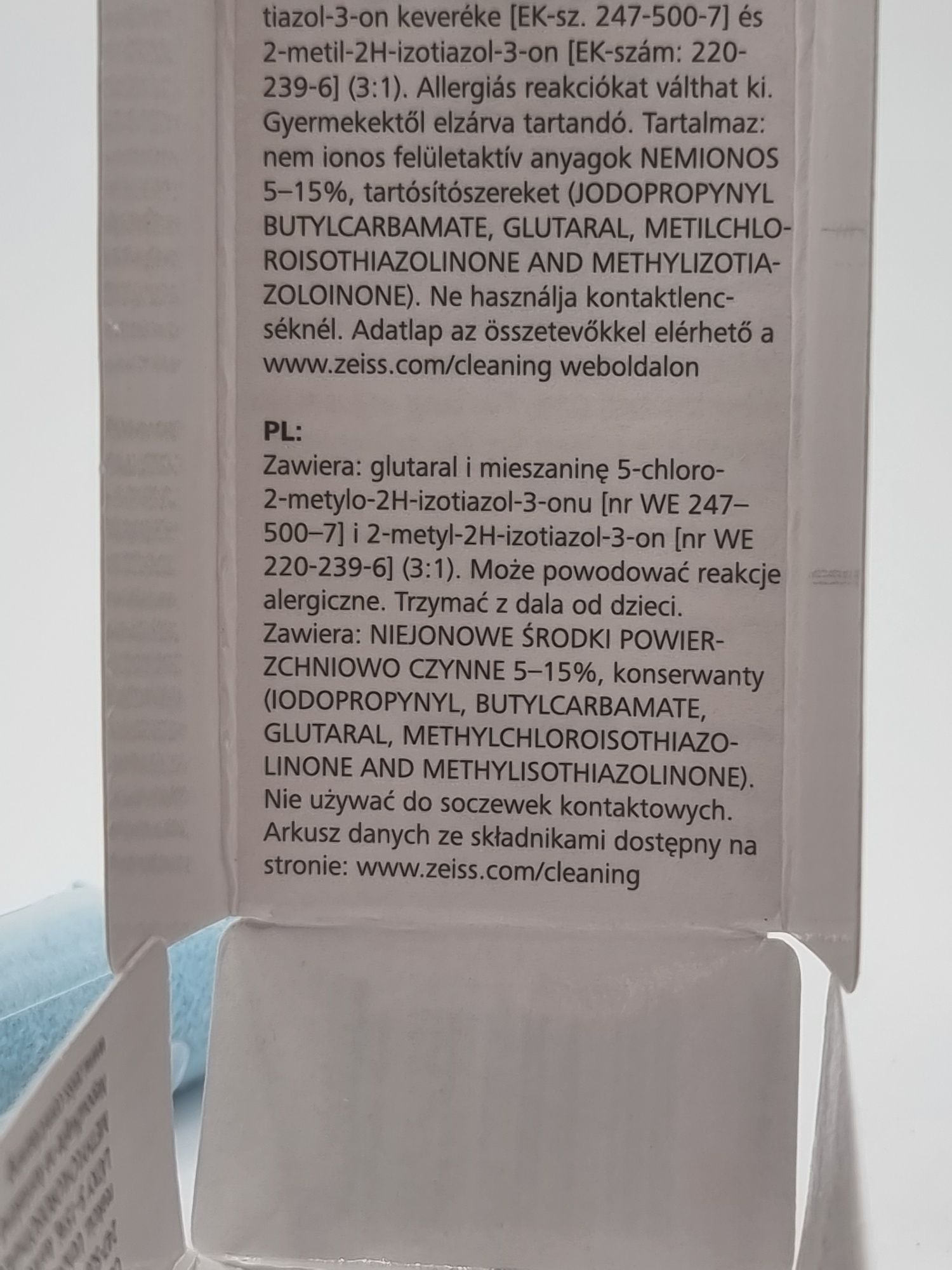 ZEISS anti fog płyn przeciw parowaniu okularów + ściereczka korekcyjne