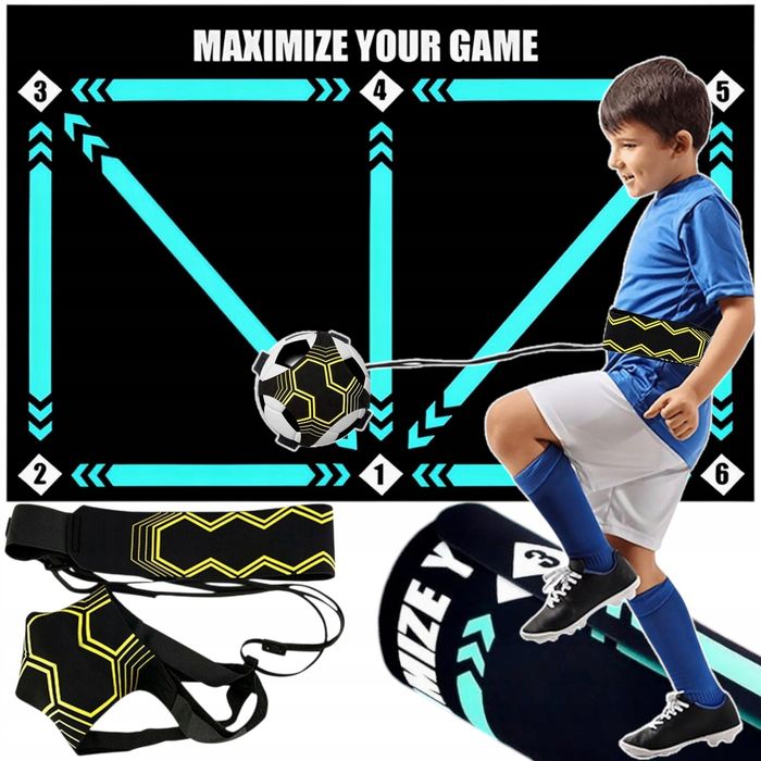 Zestaw Piłkarski Mata Treningowa + Pas Piłki Nożnej Trenażer Drybling