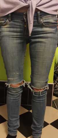 Spodnie skinny jeans jeansy Hm 28/32 podarte, z dziurami