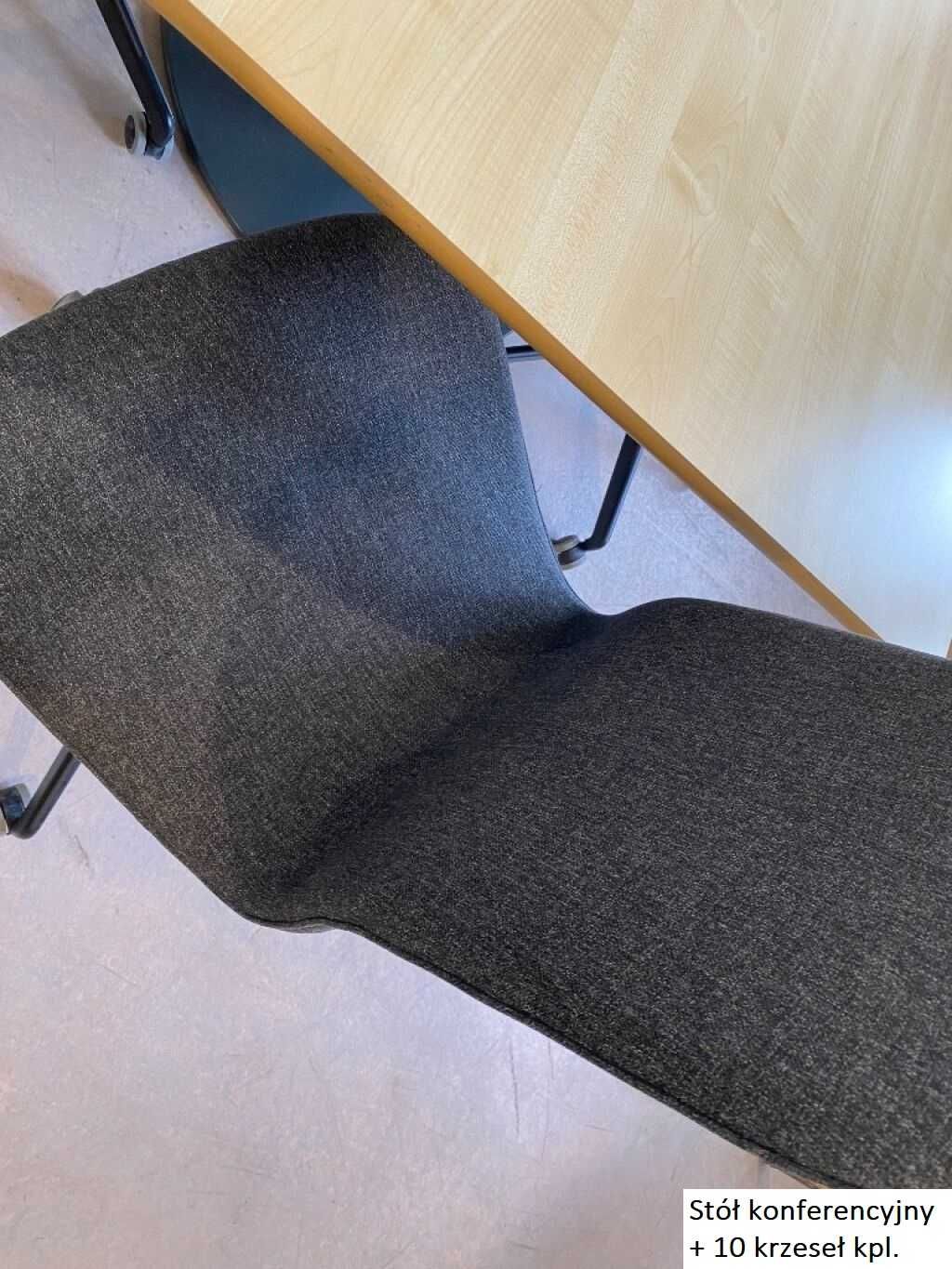 Stół konferencyjny 360cm i 10x krzesło na kółkach w zestawie do biura