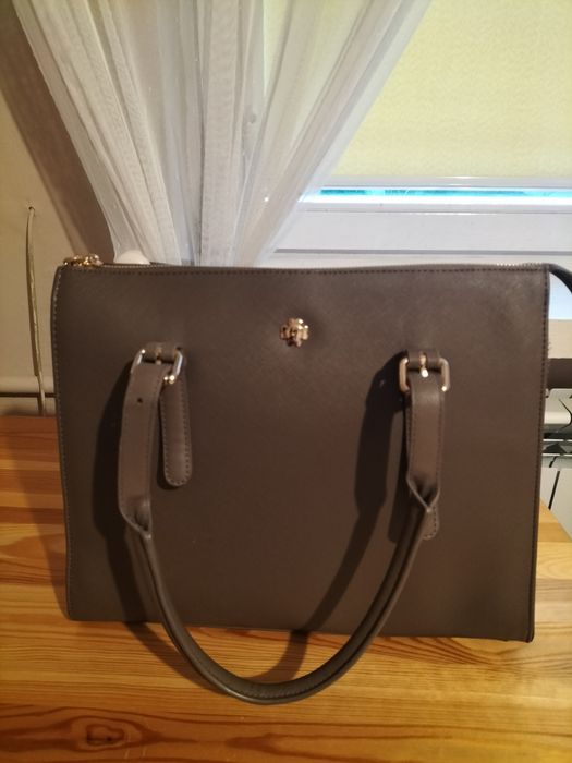 Brązowa sztywna shopperka marki Ochnik stan bardzo dobry.