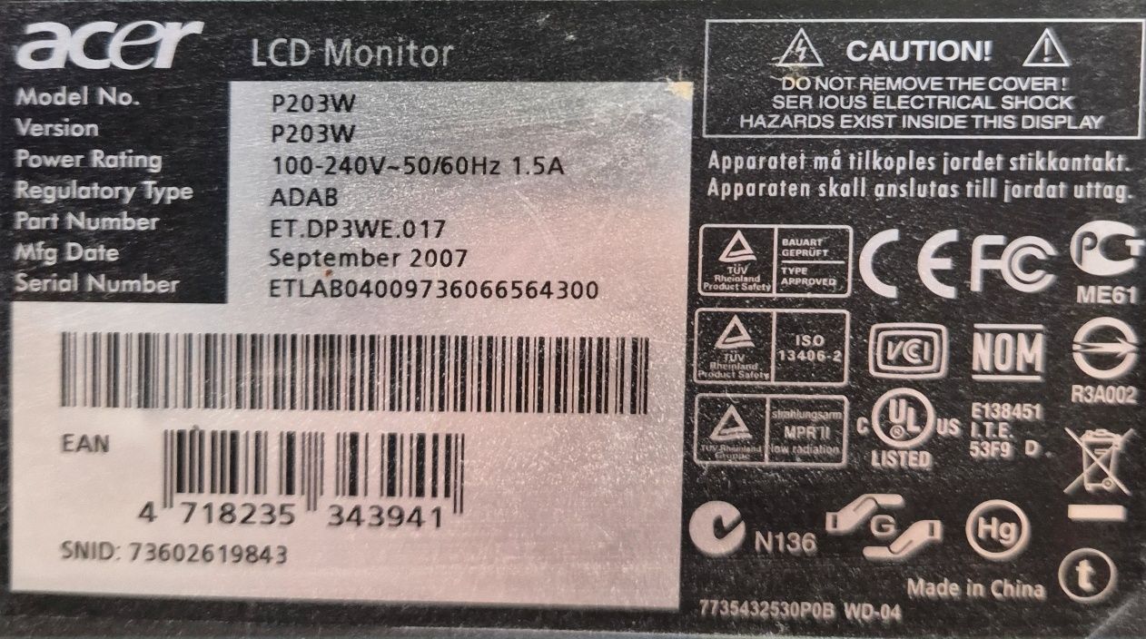 MoniytorACER P203W