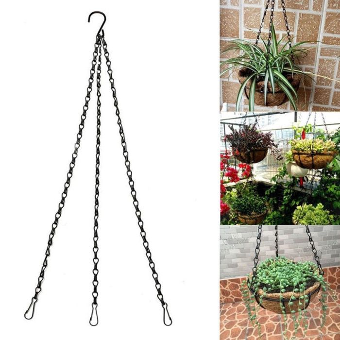 1 gancho + 3 correntes Suporte metálico cesto suspender vasos plantas