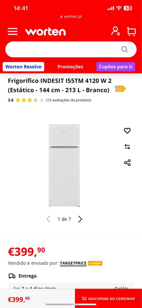 Frigorifico Combinado pequeno INDESIT