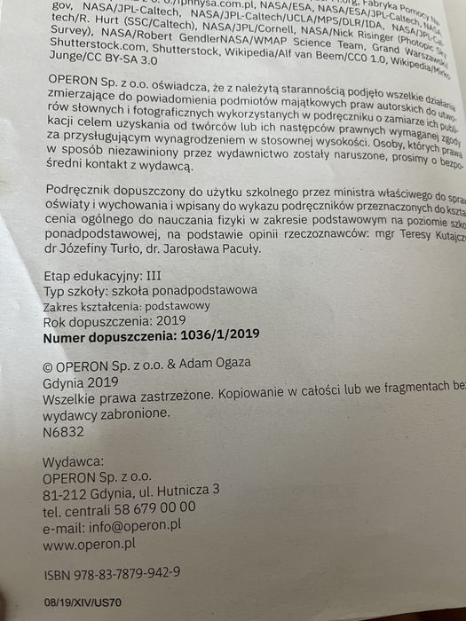 Fizyka 1 Operon zakres podstawowy liceum i technikum
