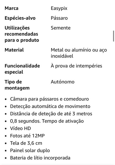 Comedouro para pássaros com câmera e painel solar