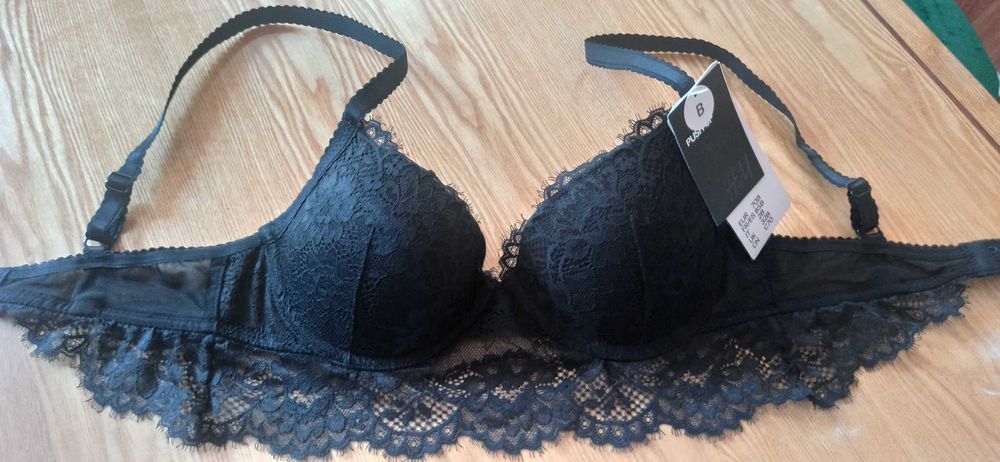 Бюстгальтер H&M, бюст, H&M, 70 B, Push up, чёрный, кружево