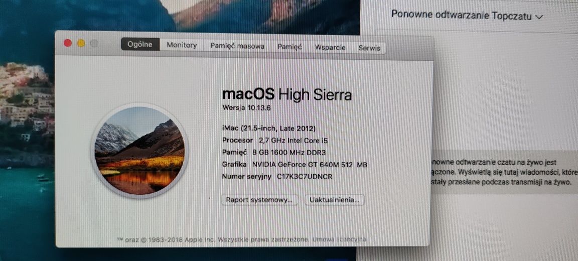 IMac 21,5 A1408 2,7 GHz 1TB 8GB Ram