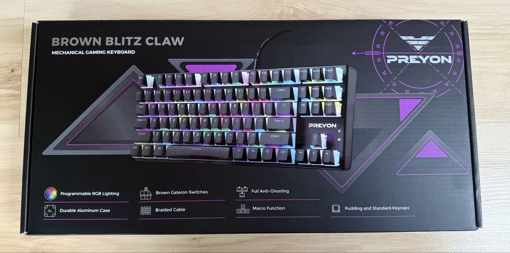 Klawiatura gamingowa PREYON Brown Blitz Claw Gateron Brown Nowa!