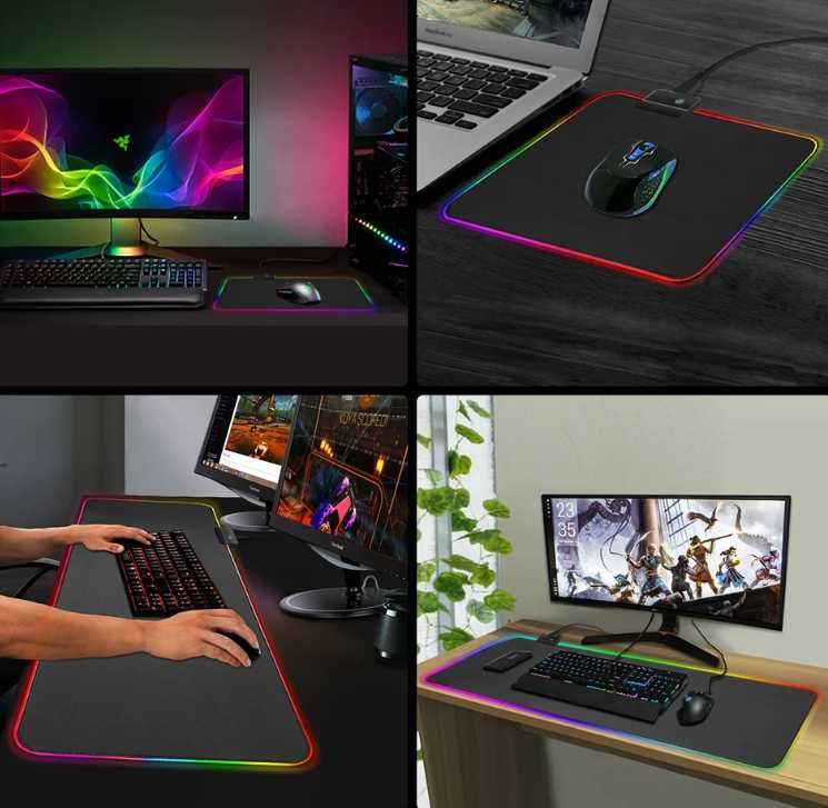 PODŚWIETLANA Podkładka GAMINGOWA pod mysz myszkę RGB LED Pad