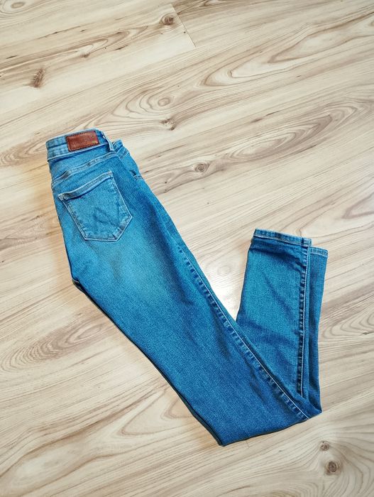 Niebieskie Damskie Spodnie Jeansowe Dżinsowe Wrangler Skinny Fit