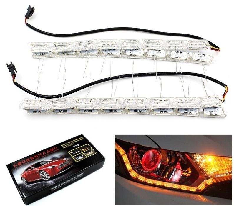 Światła dzienne DRL + kierunkowskazy DYNAMICZNE LED SUPER WHITE 12WAT