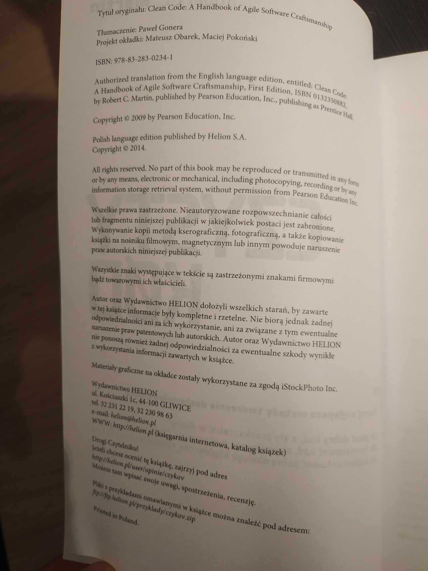 Czysty kod. Podręcznik dobrego programisty.