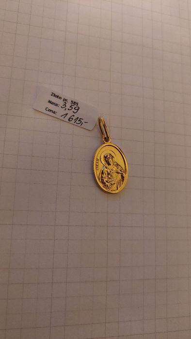 Złoty medalik skaplerz kolor czerwony różowy