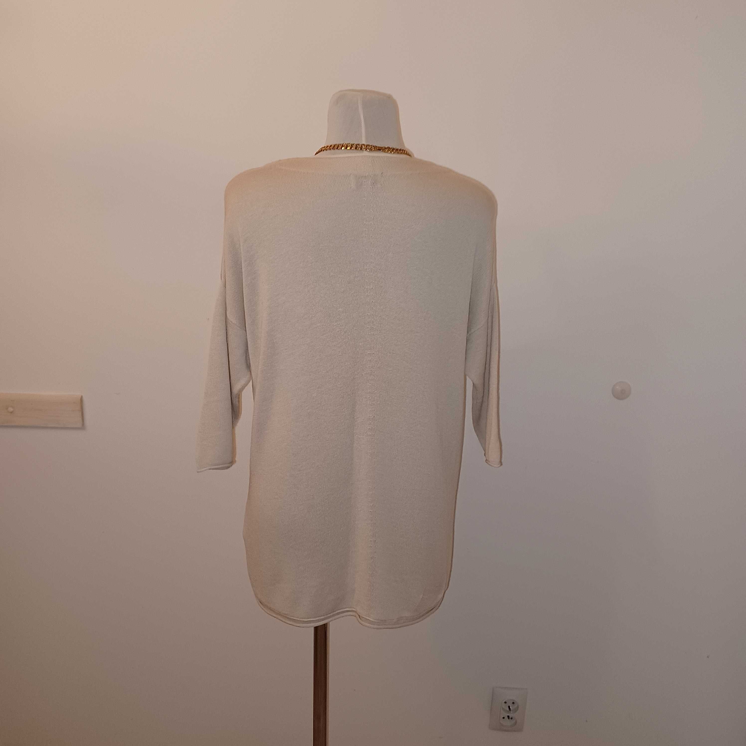 JIGSAW sweter jasny beż 50%wełna+ 50%wiskoza SUPER stan dla M+