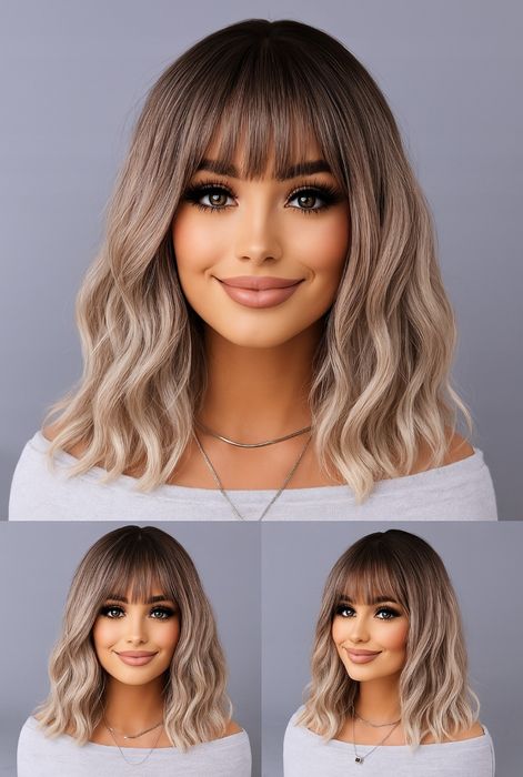 Peruka damska blond ombre z grzywką!
