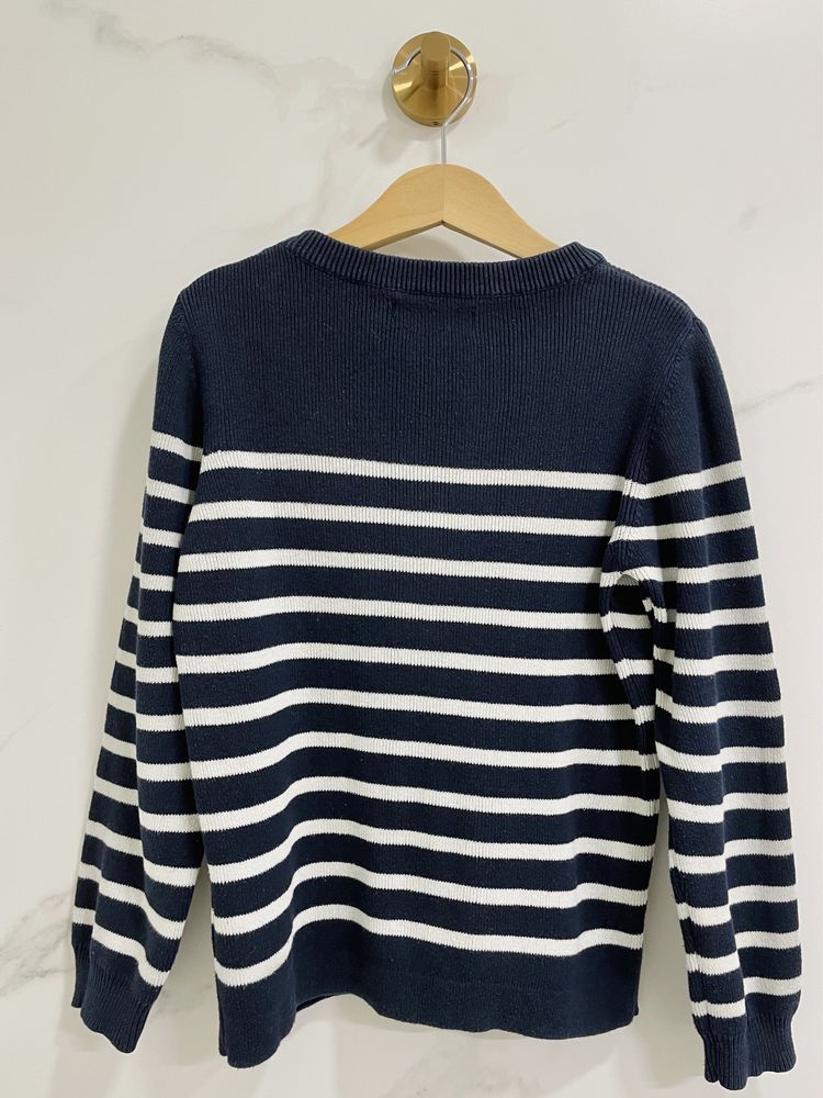 Camisola de malha às riscas navy (8 anos)