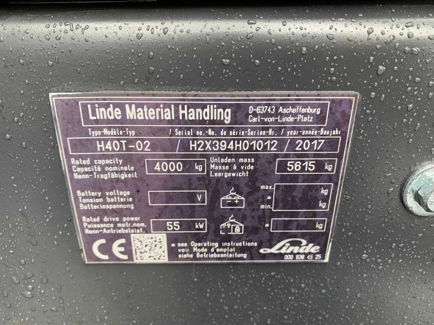 Wózek widłowy Linde H40T-02 Kabina Przesuw LPG 2017