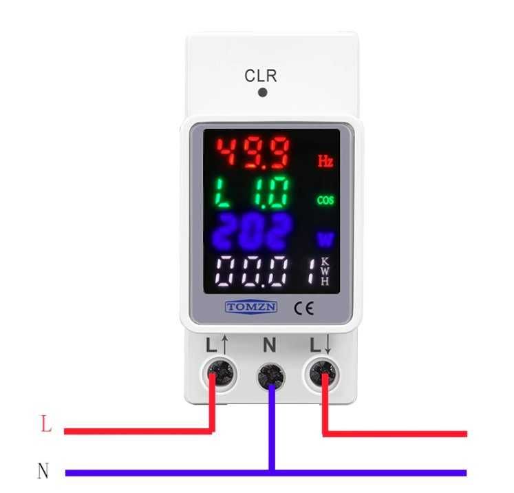 Ваттметр амперметр вольтметр на Din-рейке 4IN1 TOMZN