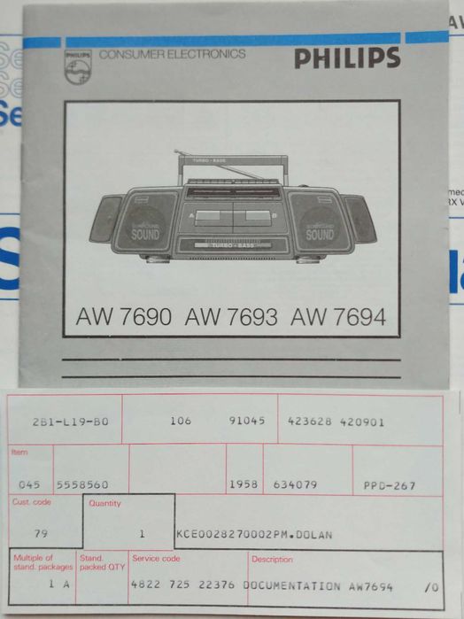 Stereo Radio Cassette Recopder Philips AW7694
