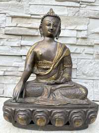 Budda medytujący z brązu stara rzezba