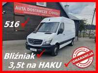 Mercedes-Benz SPRINTER  516 2,2 160KM Bliźniak 3,5t Na HAKU! Średniak L2H2 Klima Tempomat HAK