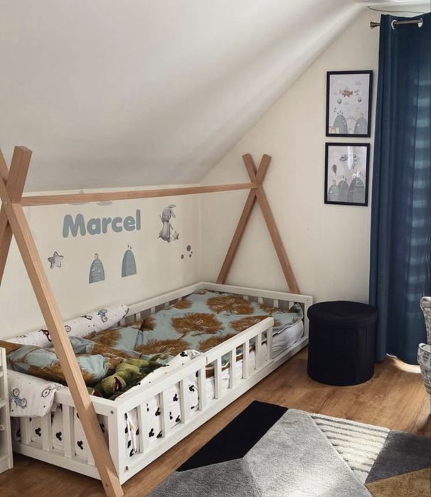 Lóżko dla dzieci Tipi kimi barierki 180x90 plus materac