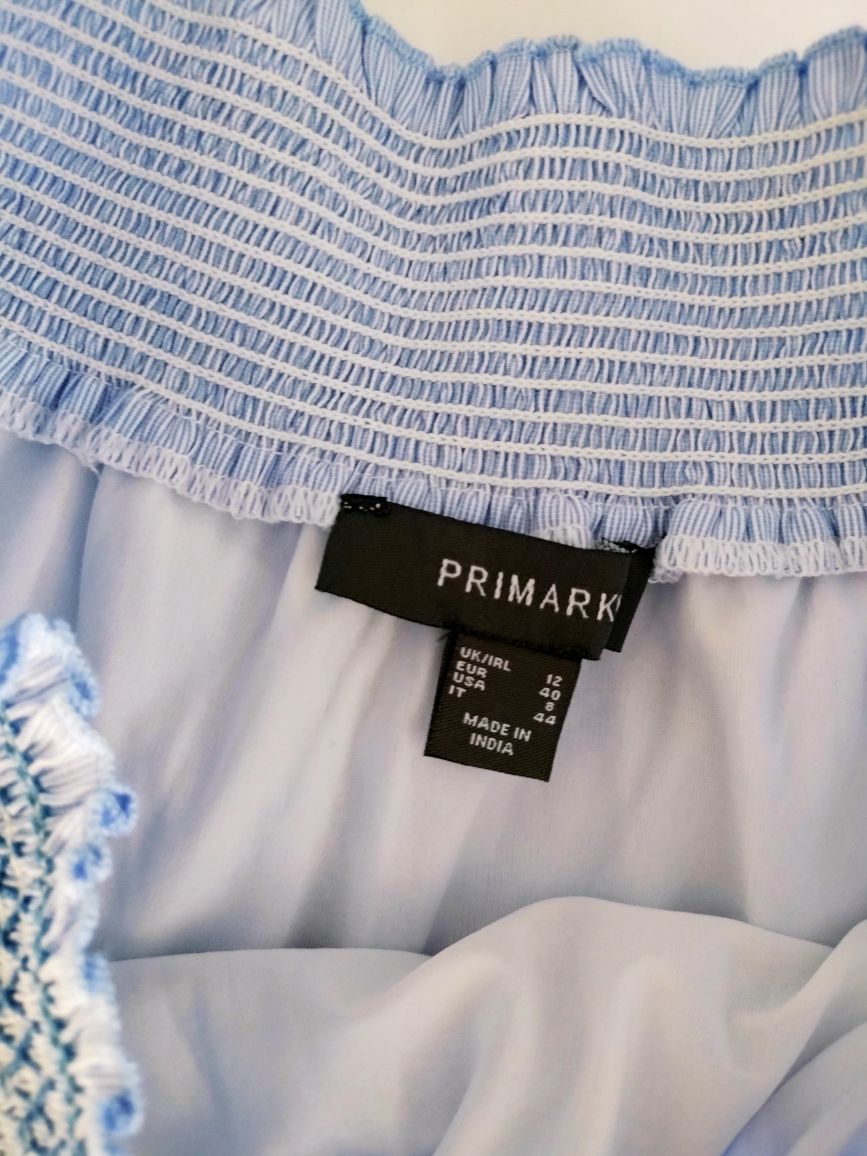 Spódnica letnia mini rozkloszowana błękitna na gumce 36 38 Primark