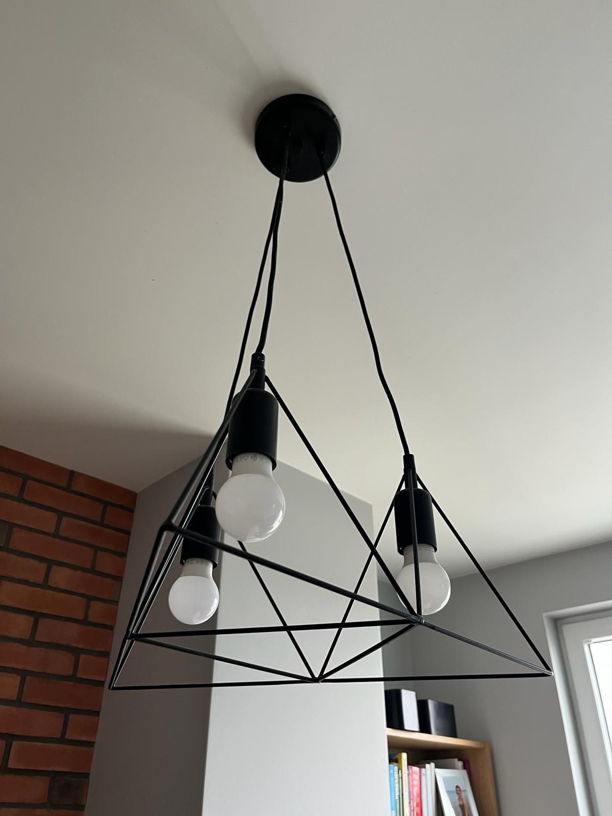 Trekant lampa wisząca loft metalowa 3 punty swiatła