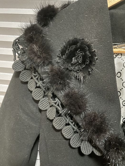 Кашемировое пальто, с норкой и вышивкой, классика