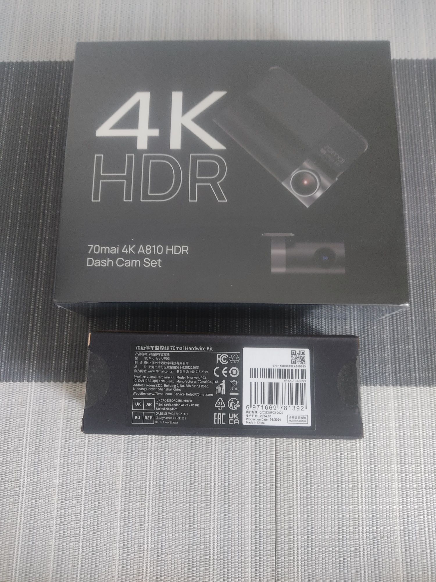Відеореєстратор 70mai Dash Cam 4k A810+задня камера+паркувальний каб.