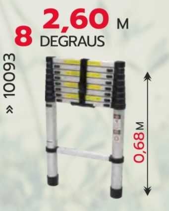 Escada Telescópica extensível em alumínio 2.6M Última /5M -