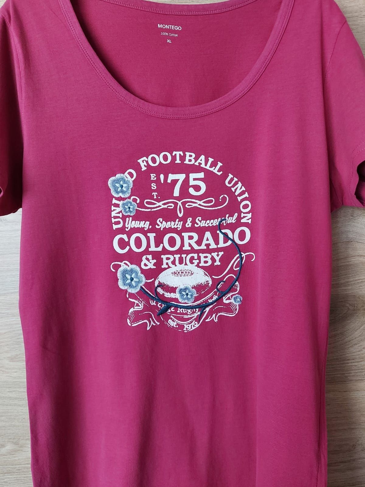 Ciemnoróżowy T-shirt Montego XL