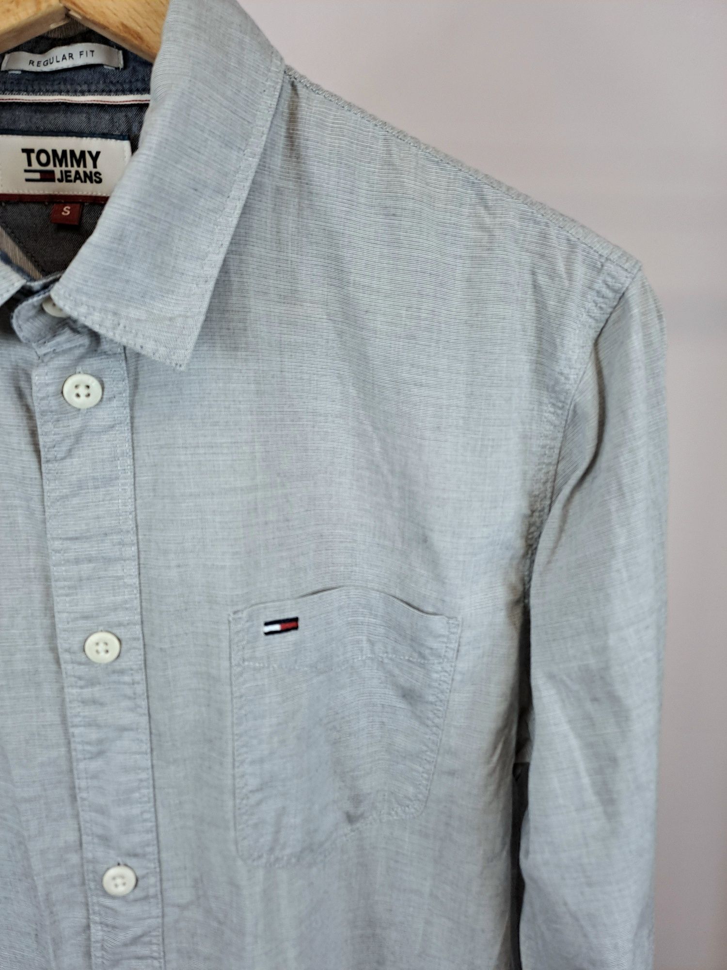 Tommy Hilfiger męska koszula z długim rękawem elegancka 100% bawełna S