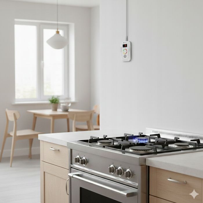 2W1 Czujnik Czadu Gazów Palnych Tlenku Węgla Alarm Dźwiękowy pod 230V