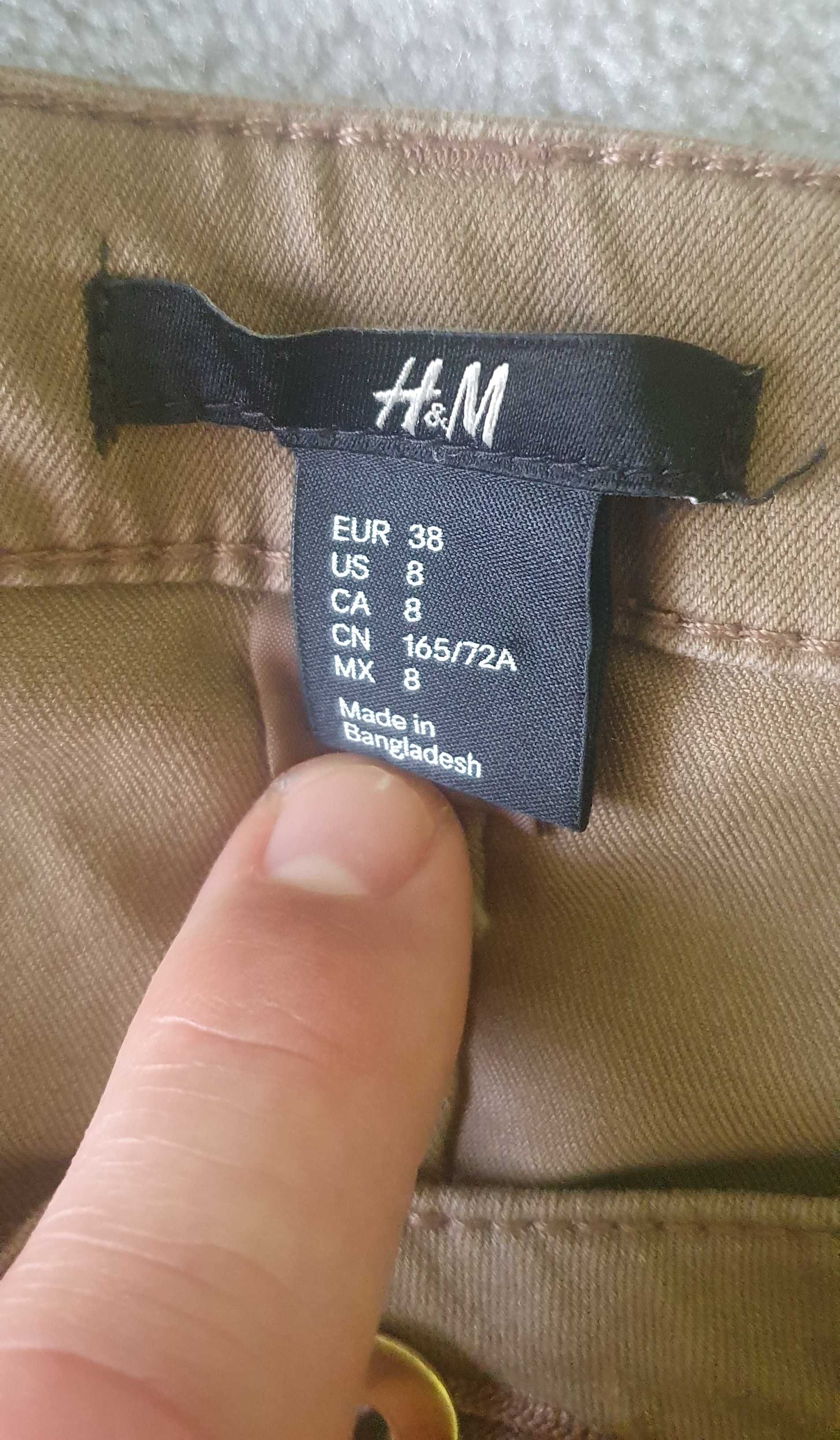 H&M spodnie beżowe z ozdobnymi lampasami