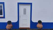 Porta alumínio c/painel c/vidro e grade