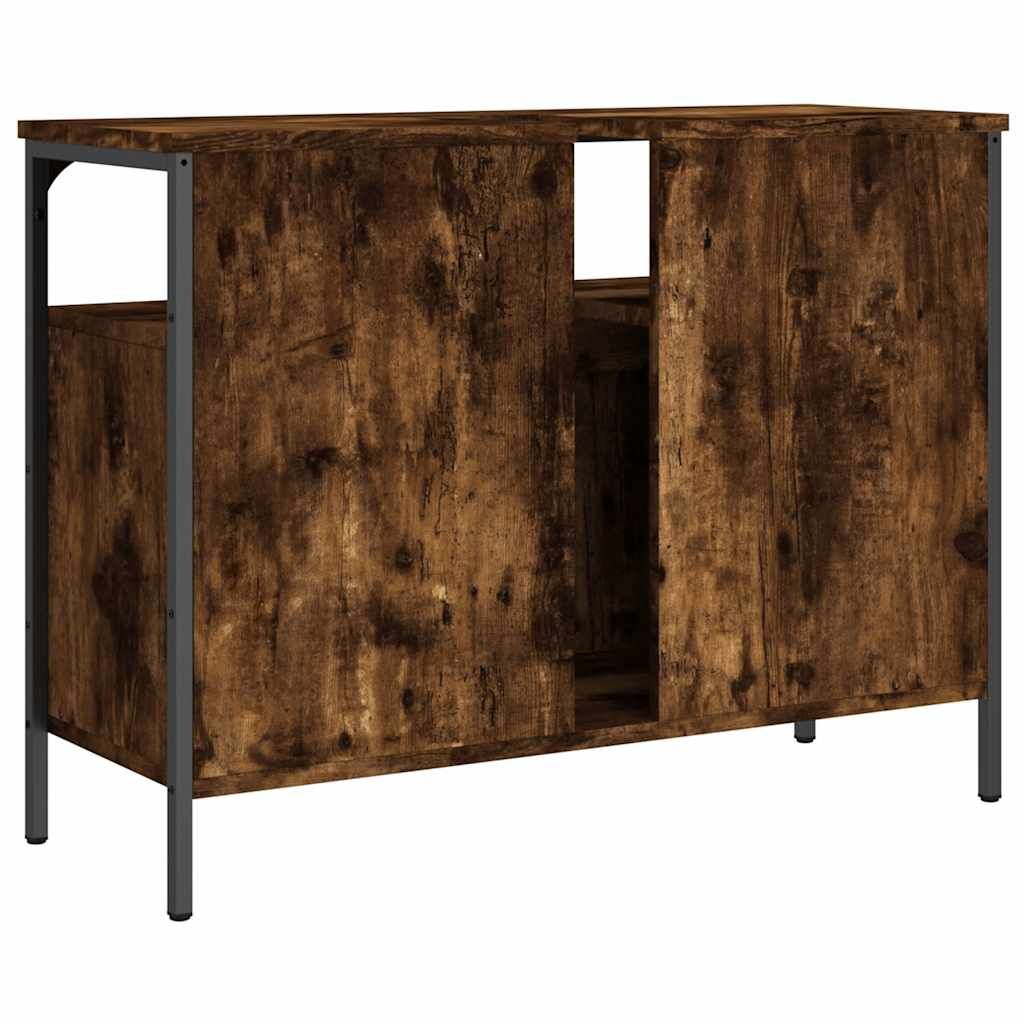 vidaXL Szafka pod umywalkę, przydymiony dąb, 80x30x60 cm