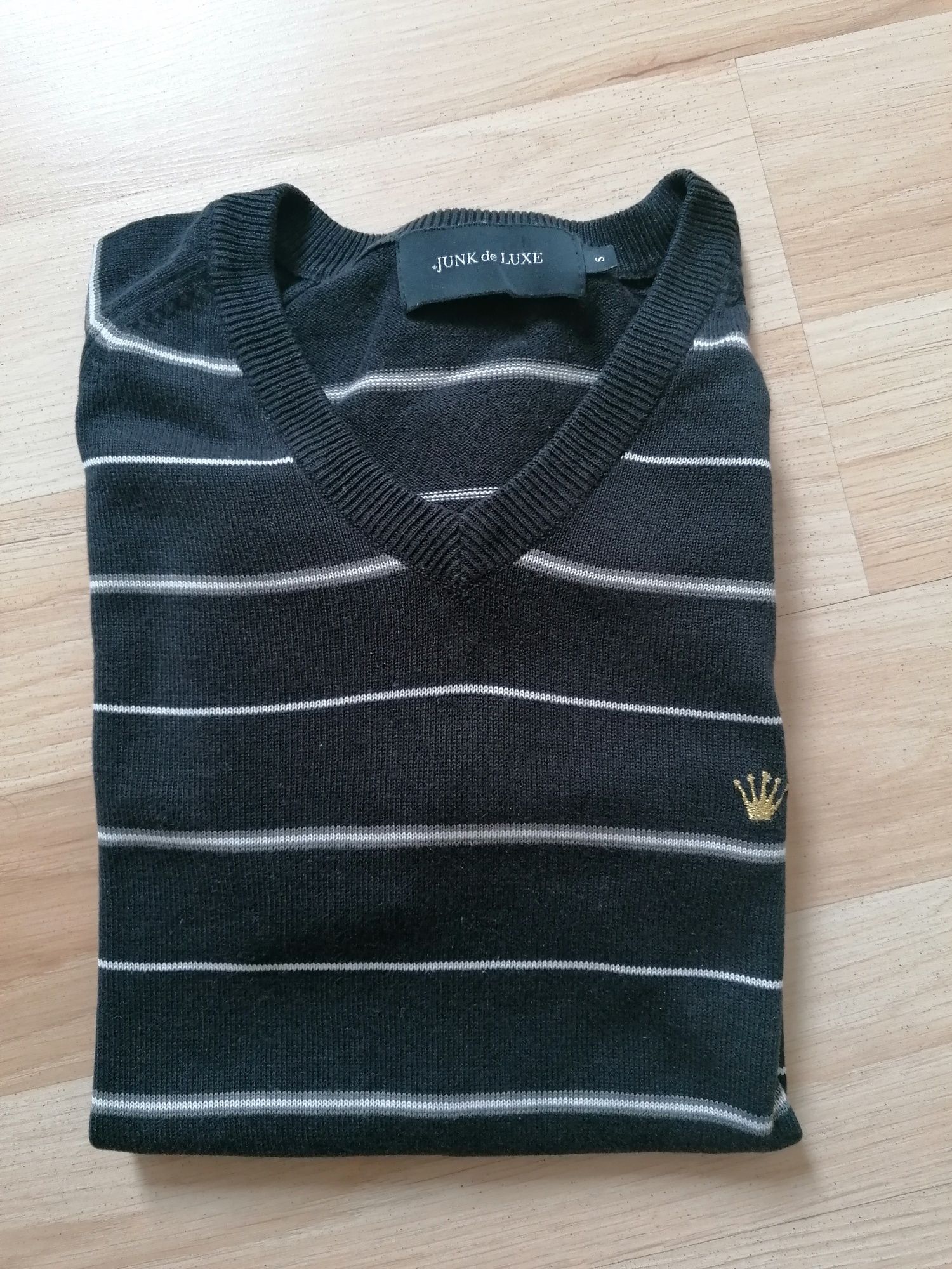 Swetr, sweter czarny w białe paski, a rozmiar S, Junk dr Luxe