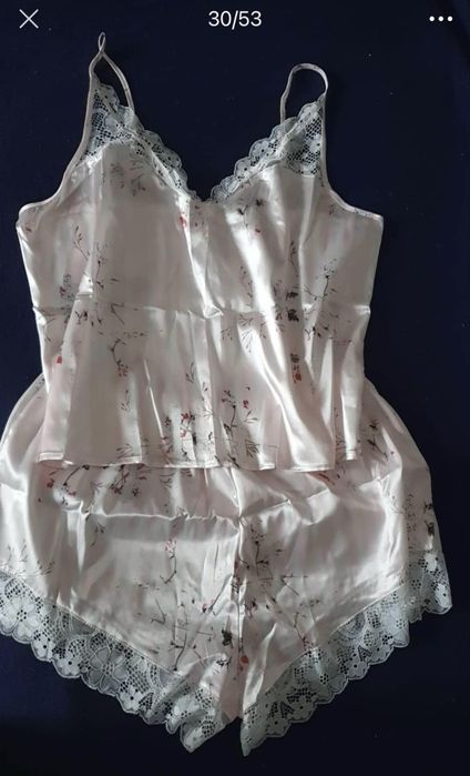 Nowa Piżamka Bluzka Szorty Koronka S