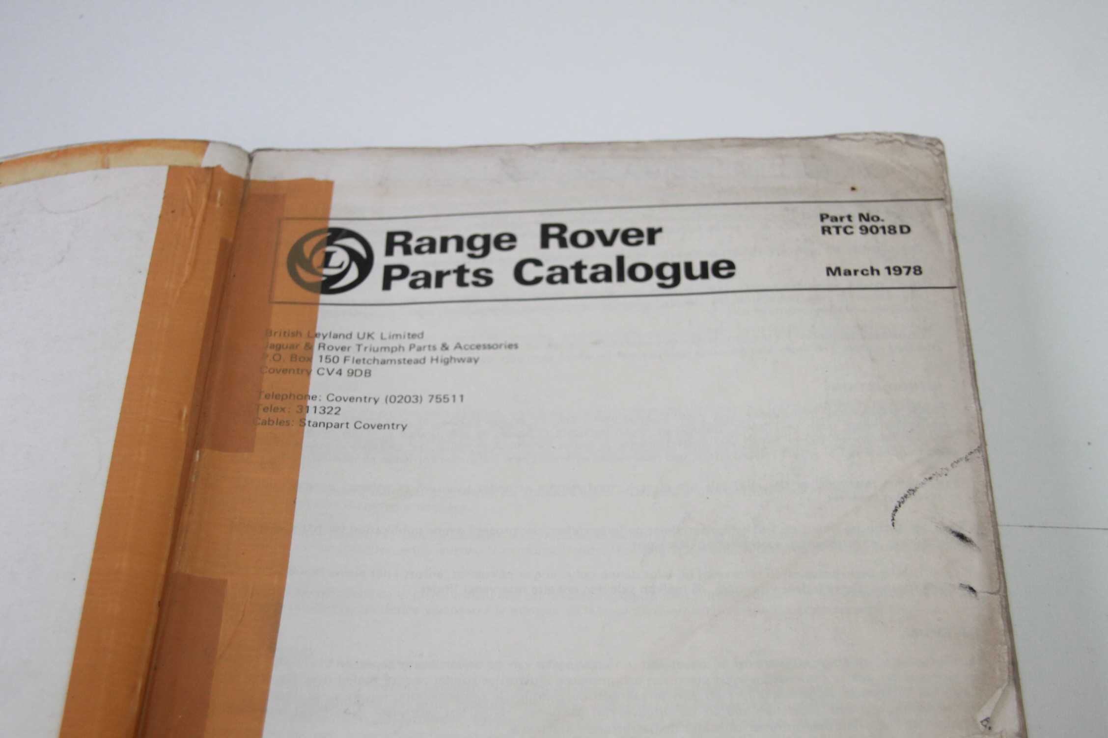 Manual Peças Range Rover RTC9018D