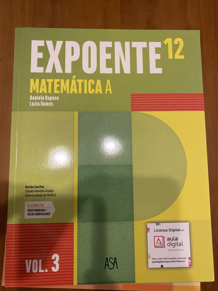 Manuais matematica A 12  volumes 1, 2 e 3 e caderno de acividades