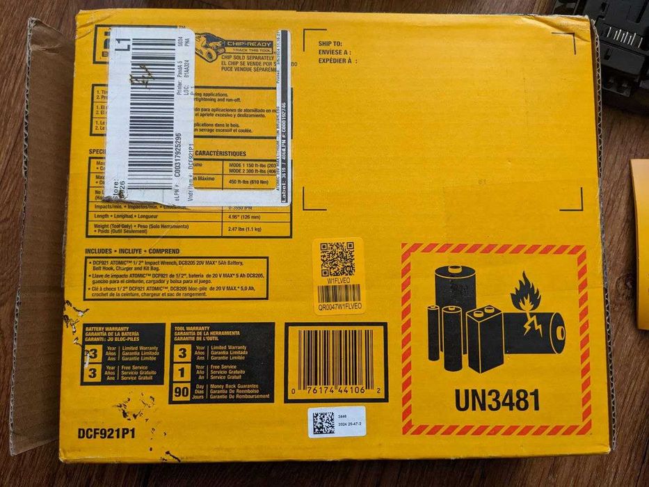 Аккумуляторный гайковерт Dewalt DCF92P1 5 Ач 20V заводской комплект