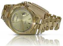 Złoty zegarek z bransoletą męski 14k Geneve mw013ydy&mbw016y